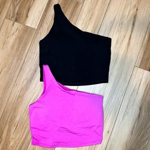 One Shoulder Workout Tops, Set of 2